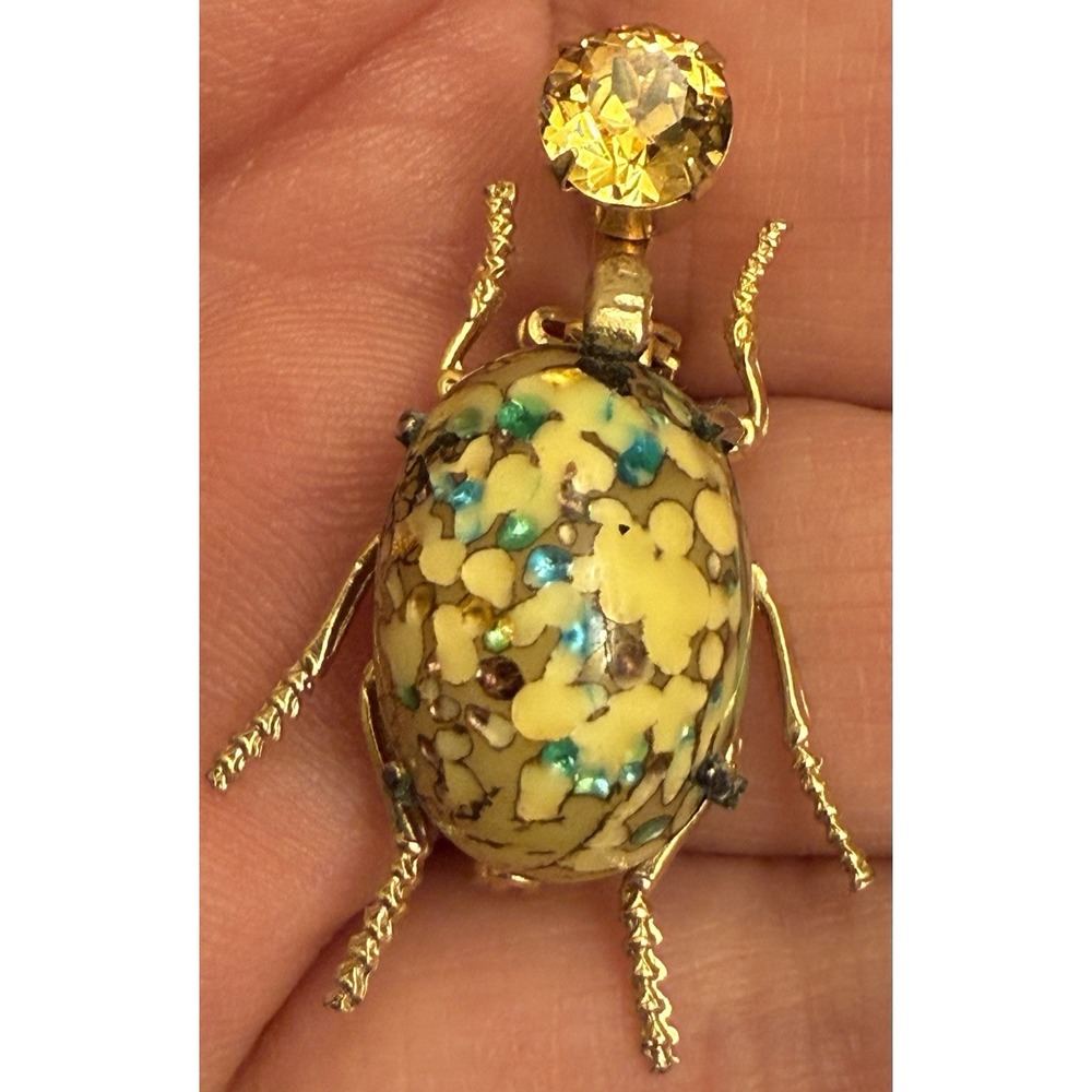 Vintage/Antique‎ Goldtone Rhinestone Bug/Insect Brooch 1.5"